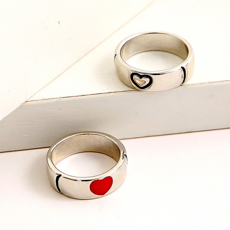 1 Cặp Nhẫn Kim Loại Hình Trái Tim Đơn Giản Tinh Tế Thời Trang Unisex Quà Tặng Valentine / Người Yêu