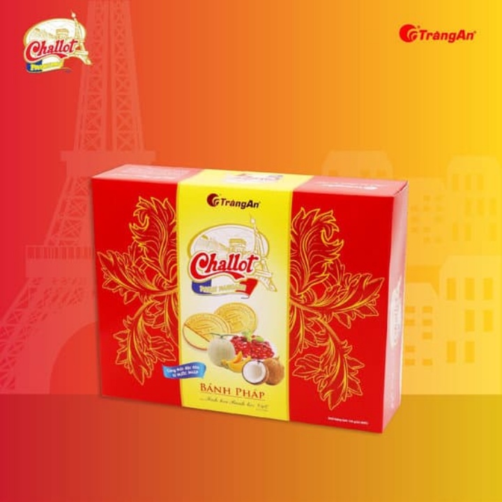 Bánh cookie Pháp Challot hỗn hợp hộp 336g, giòn xốp, thơm mát vị trái cây, thương hiệu Tràng An, hạn sử dụng 12 tháng