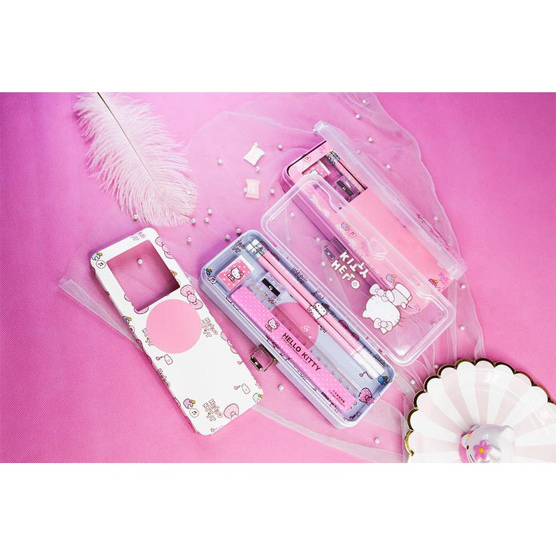 Hộp Đựng Bút Trong Suốt Hình hello kitty Dễ Thương