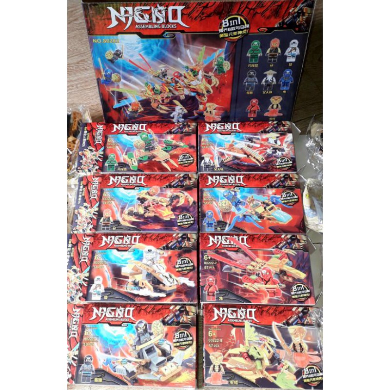 Lắp ráp 1 hộp LegoNinja Chim Ưng 80222 có nhiều chi tiết bằng nhựa rất đẹp