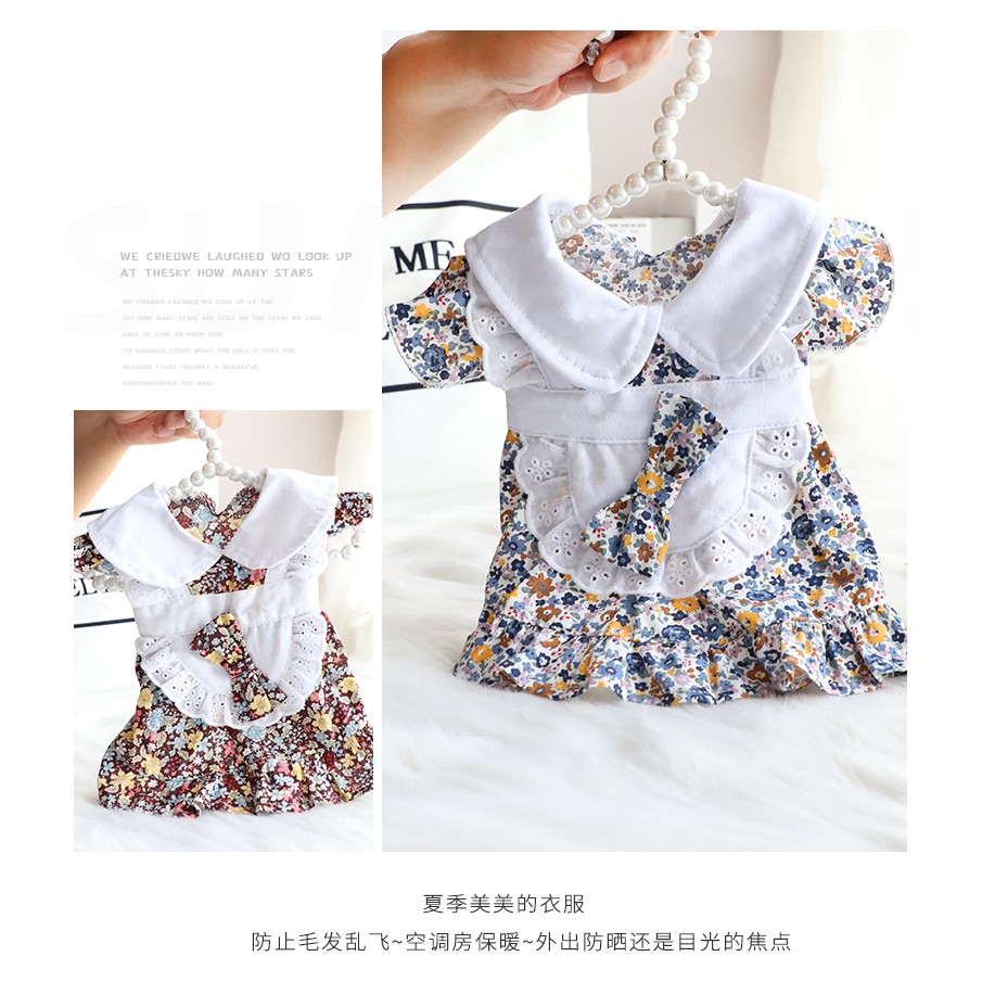 Váy cosplay hầu gái CAMQUYTSTORE họa tiết hoa nhí mùa xuân cho thú cưng