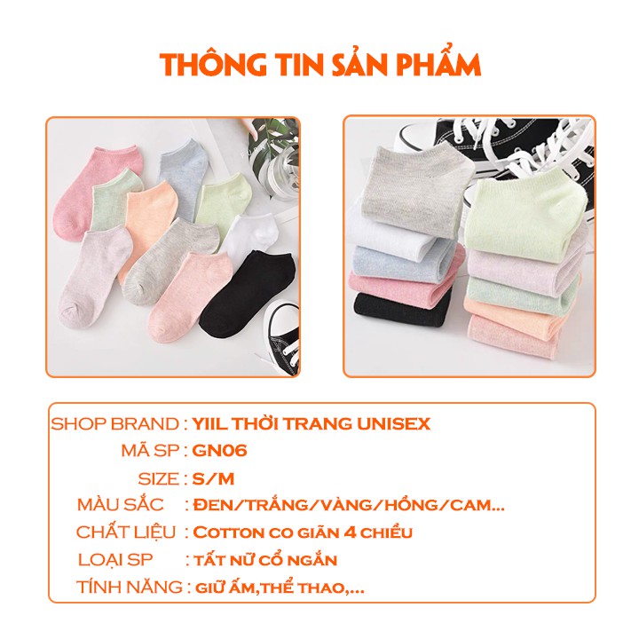 Tất nữ cổ ngắn trơn basic cotton co giãn hàng xuất nhật tất nữ cổ thấp nhiều màu lựa chọn YiiL VG05