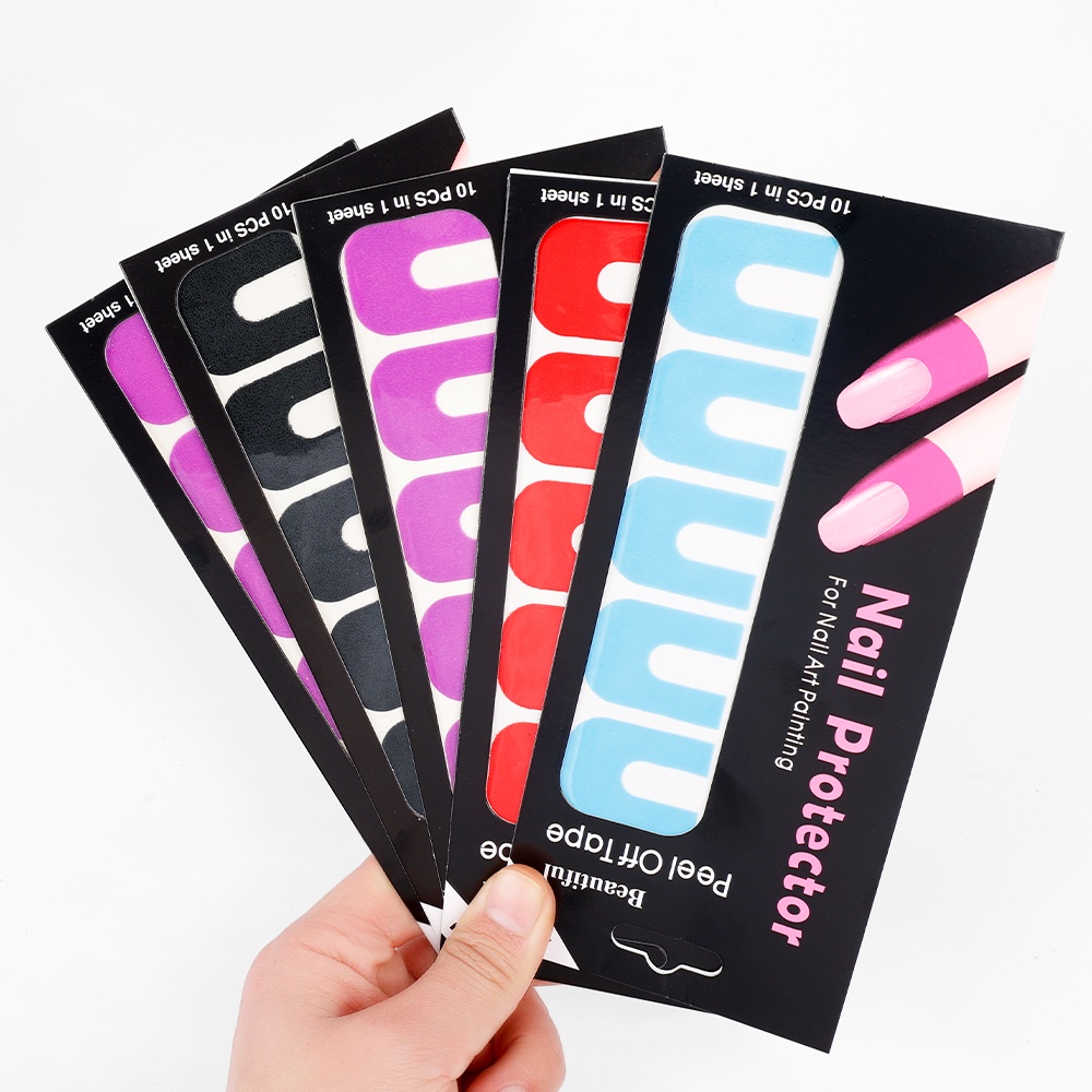 Tấm 10 Miếng Dán Chống Văng Hình Chữ U Bảo Vệ Móng Tay Màu Sắc Ngẫu Nhiên