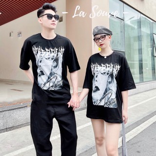 Áo thun tay lỡ nam nữ Unisex LA SOAVE màu đen in hình form rộng dáng Ulzzang cho cặp đôi đang yêu - Trendy 2021