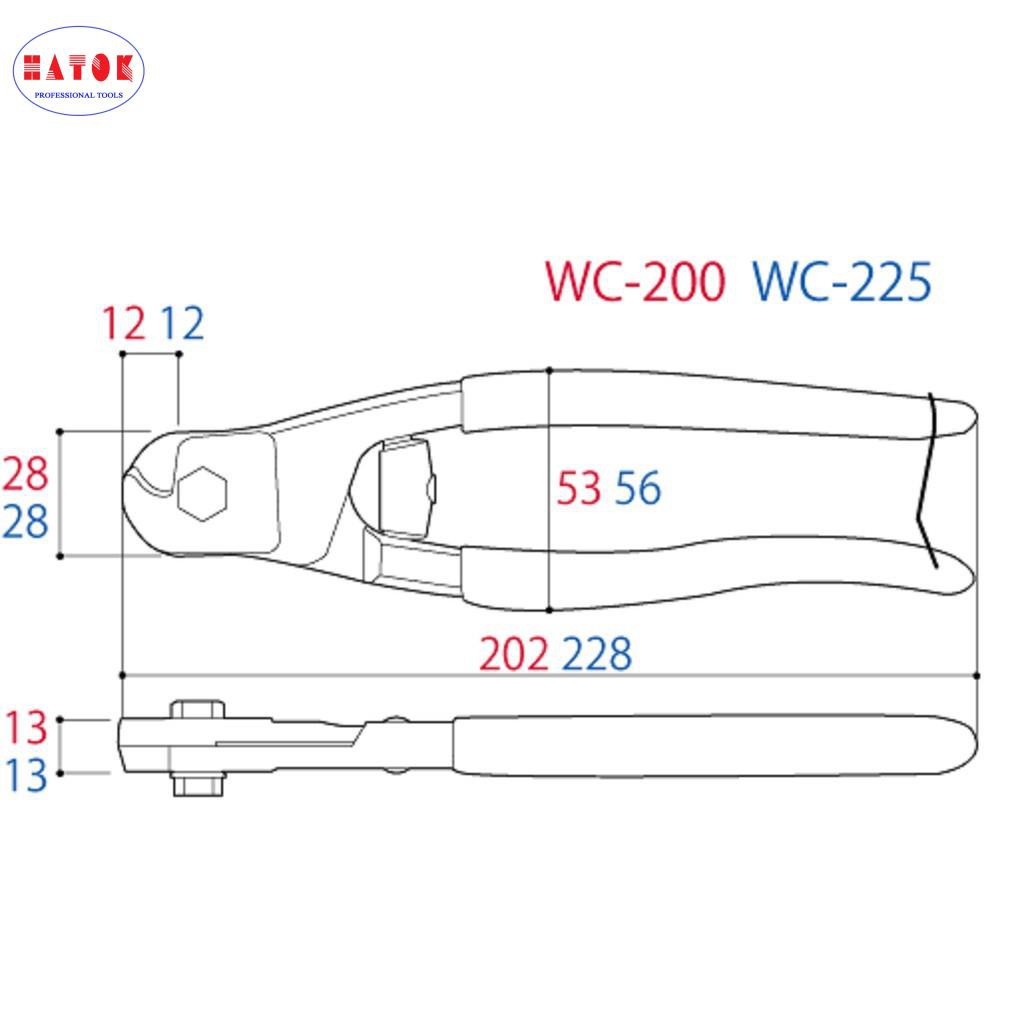 Kìm cộng lực cắt cáp 200mm WC-200 / 225mm WC-225 Tsunoda - Chính Hãng