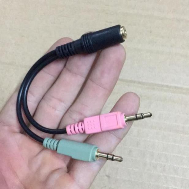 Giắc gộp tai nghe và mic ra jack cổng 3.5mm âm, chuyển đổi 2 cổng máy tính thành 1 cổng tai nghe điện thoại