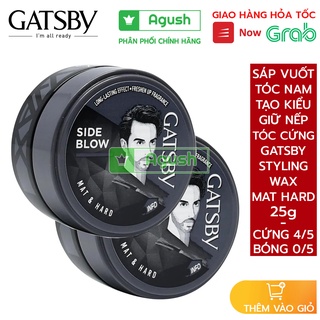 Sáp vuốt tóc nam nữ thơm tạo kiểu cứng giữ nếp lâu chính hãng Gatsby Wax Mat Hard xám lọ mini 25g không bóng bết giá rẻ