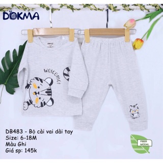 (DB483) Bộ quần áo dài tay sợi tre Dokma (size 6-18m) bé trai, bé gái