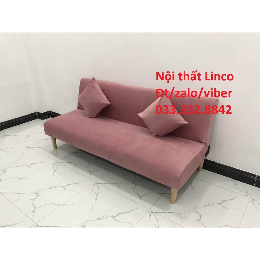 Ghế sofa giường nằm mini phòng khách vải nhung hồng phấn salon sopha bed giá rẻ Nội thất Linco HCM