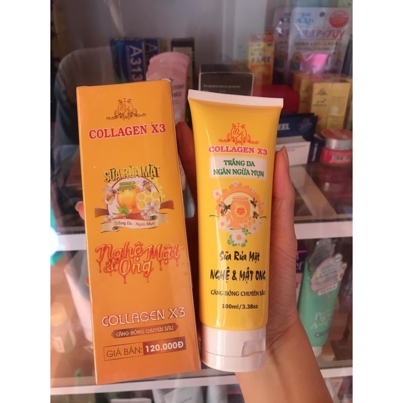 Sữa rửa mặt nghệ mật ong collagen x3