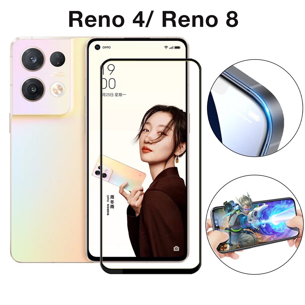 Kính Cường Lực Oppo Reno 8 Reno 4 full màn cao cấp chống trầy xước màn tặng kèm khăn lau màn hình Kính [9D]