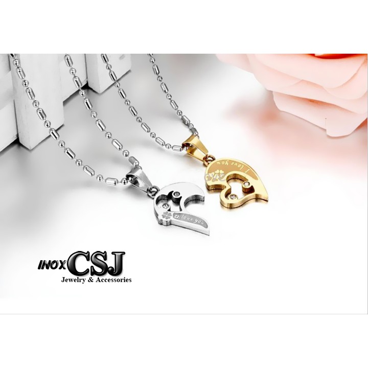 VÒNG CỔ , DÂY CHUYỀN CẶP INOX TRÁI TIM MC166 - siêu đẹp, chuẩn thời trang