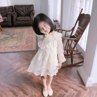 SỈ VÁY CỔ SEN PHỐI TAY REN CHO BÉ