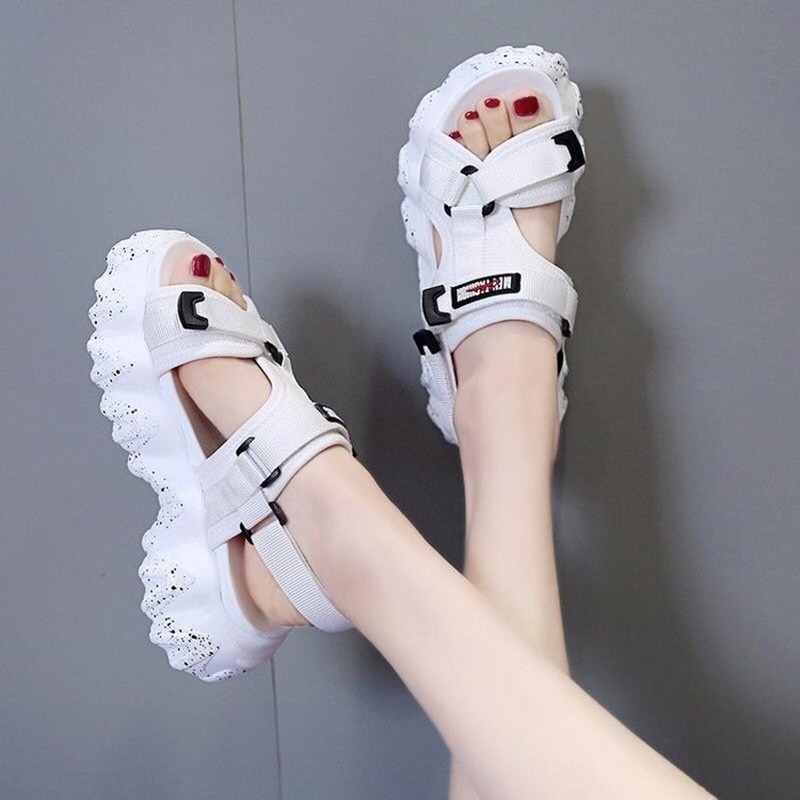 GIÀY ULZZANG, GIÀY SANDAL ĐẾ BÁNH MÌ PHỐI LƯỚI