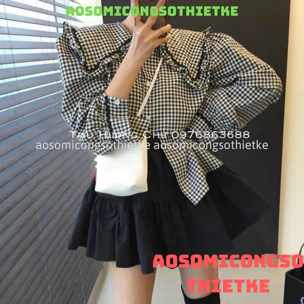 áo sơ mi nữ cổ bèo , áo babydoll tay bèo hàng QCCC loại 1 A00013 kaca aosomicongsothietke