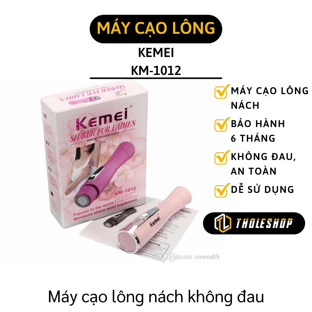 Máy cạo lông nách Kemei-1012 cho nữ sử dụng pin AA an toàn không đau màu hồng 2676