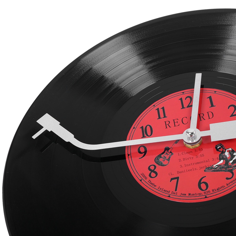 Đồng Hồ Treo Tường Hình Đĩa Than Phong Cách Retro Châu Âu Cá Tính