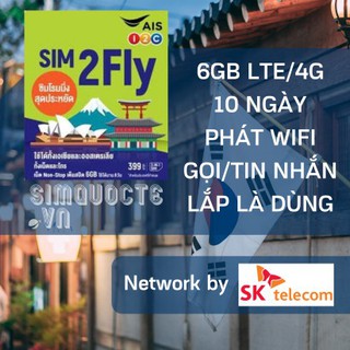 Sim Du Lịch Hàn Quốc Korea 6GB Max Speed 10 Ngày Hỗ trợ Nghe gọi 2fly