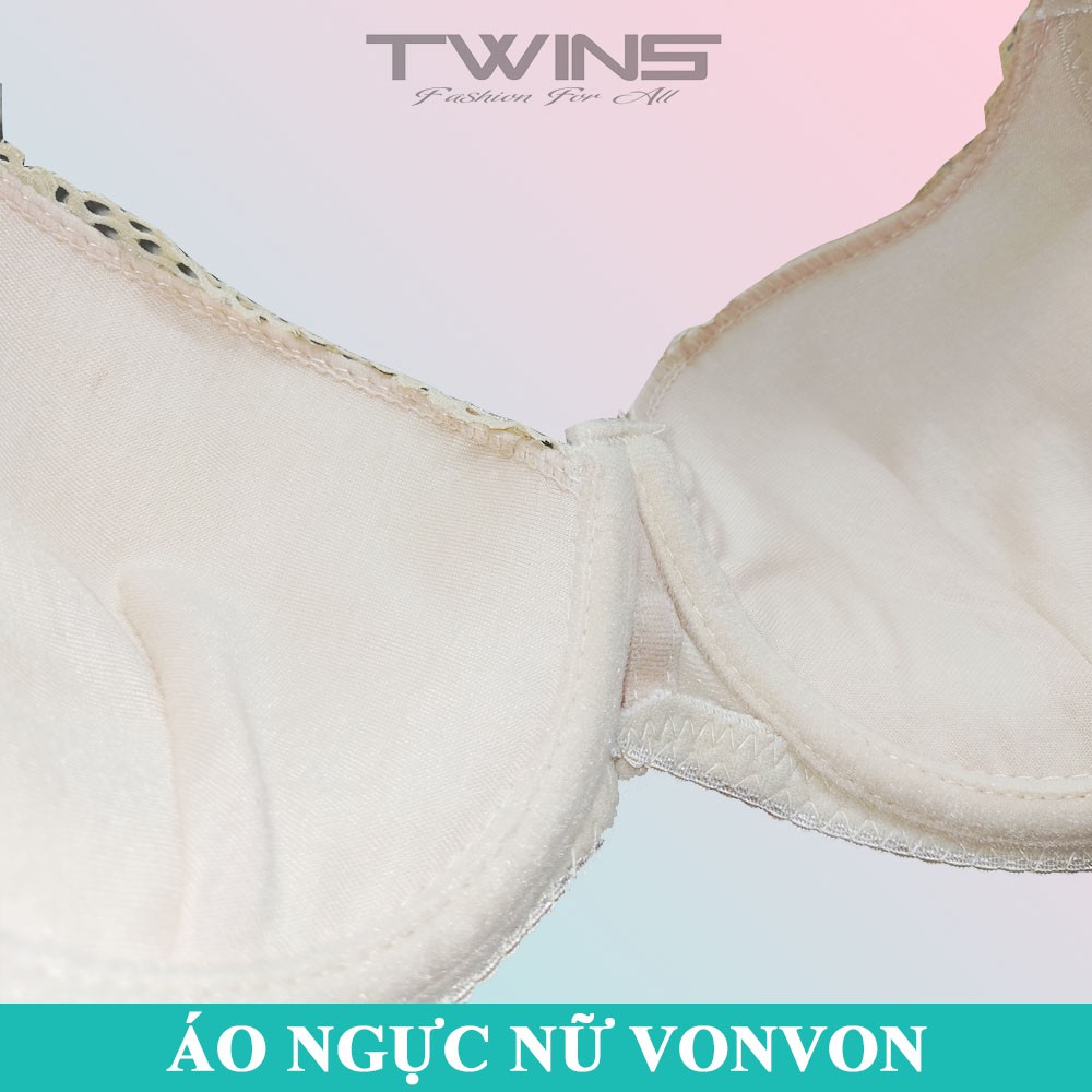 Áo ngực nữ ren nâng ngực tạo khe Vonvon có gọng mút vừa cúp xéo phom nguyên ngực size 34-36-38-40