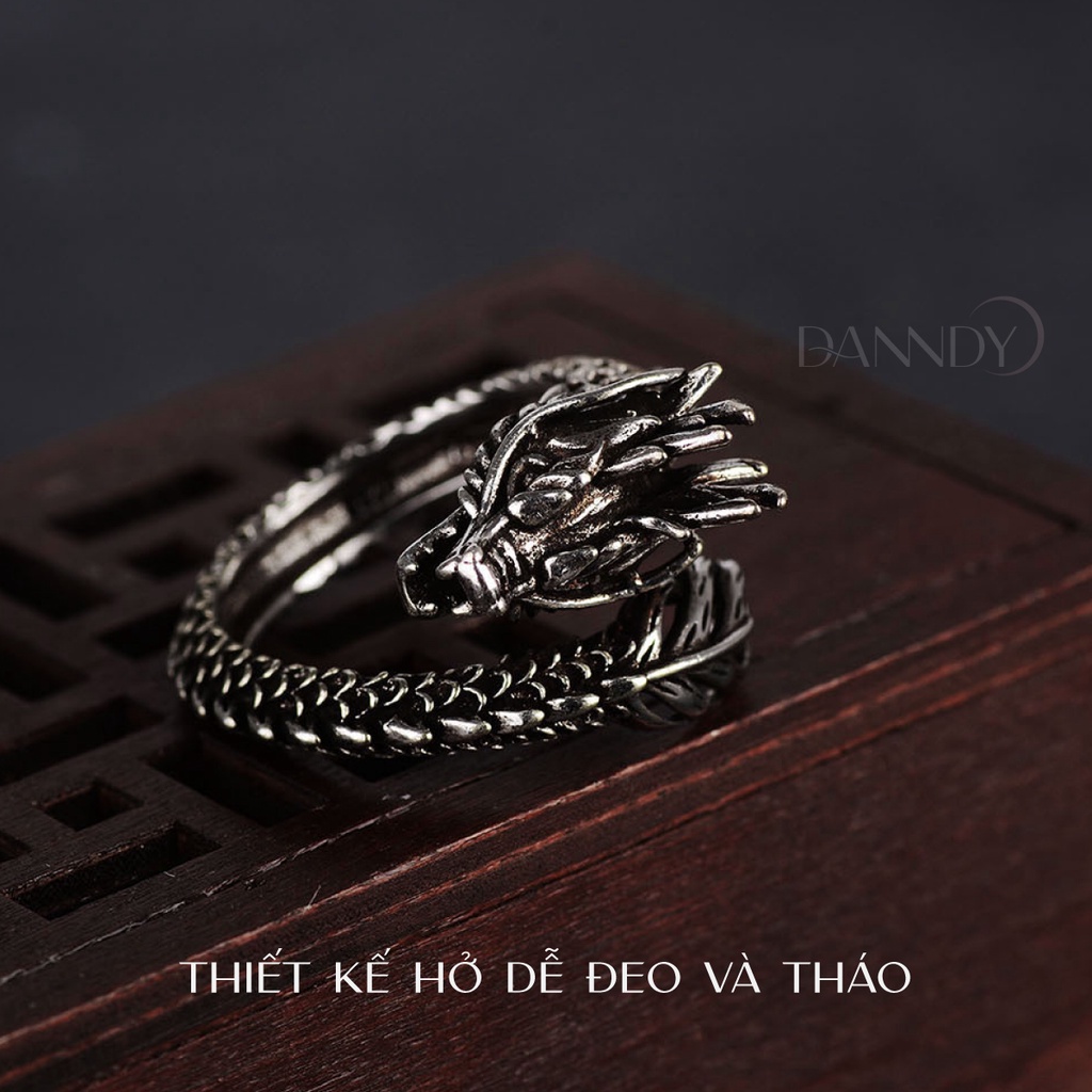 Nhẫn Nam Rô̂̀ng. Nhẫn Nam Đẹp Đầu Rồng. Nhẫn Nam Hình Rồng Thép TiTan Không Gỉ