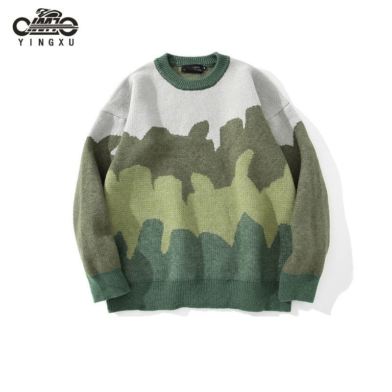 Áo sweater dành cho nam cổ tròn dáng rộng in họa tiết phong cách Nhật Bản thời trang thu đông 2 màu tùy chọn M-2XL