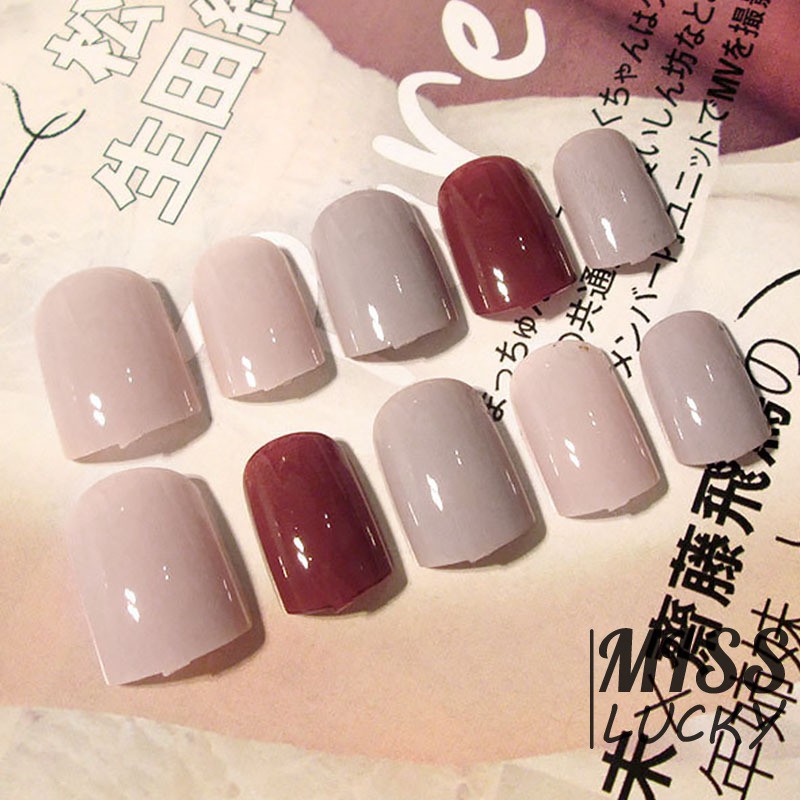 Bộ 24 móng tay giả dáng ngắn mùa sắc ngọt ngào cho nữ