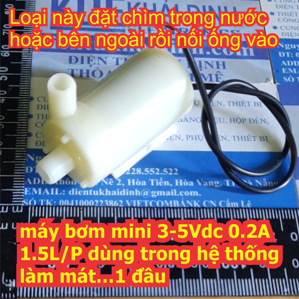 máy bơm mini 3-5Vdc 0.2A 1.5L/P dùng trong hệ thống làm mát… kde4687