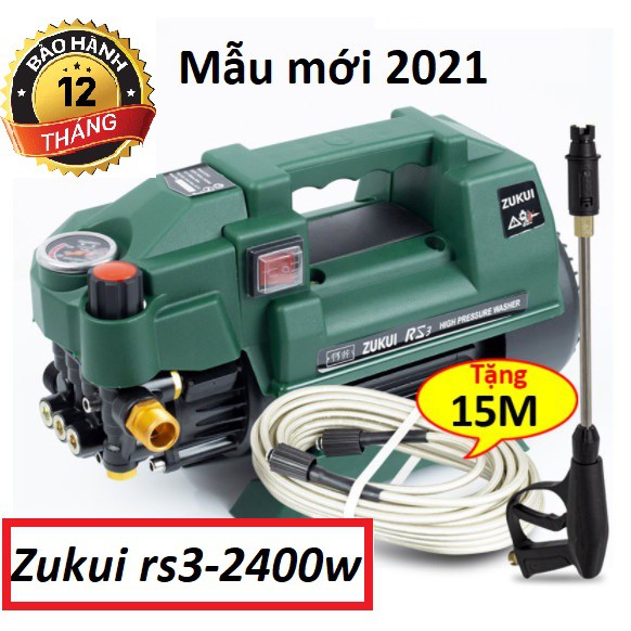 Máy rửa xe gia đình, công suất mạnh 2400W có thể chỉnh áp, áp lực cao,ZUKUI RS3-máy xịt rửa ống bơm nước 15m vòi áp lực