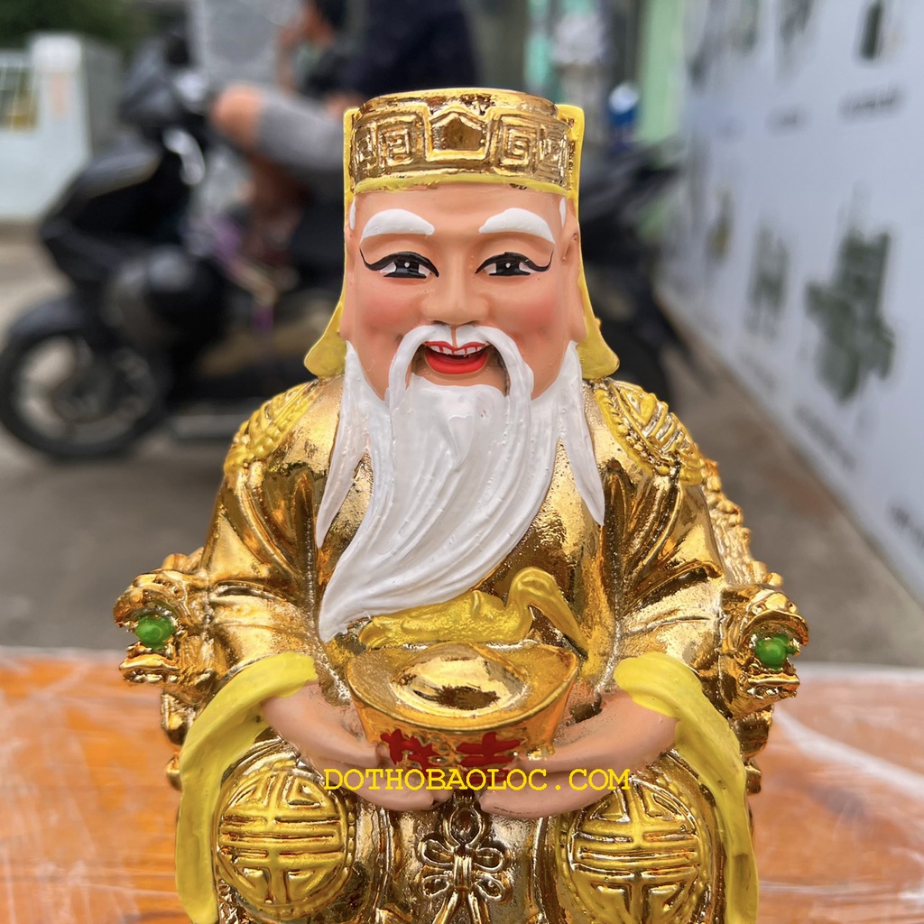 Tượng Thần tài Thổ Địa sơn vàng cao 16.5cm