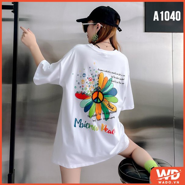 Áo thun tay lỡ msicrow form rộng oversize chất cotton mềm mịn mã A1040