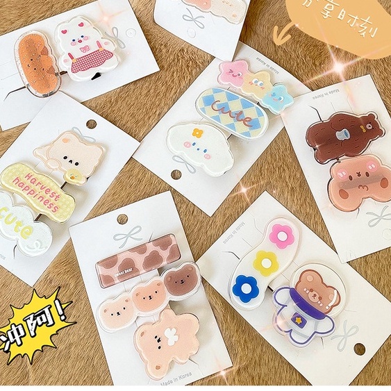 Set 3 Kẹp Tóc Mái Họa Tiết Hoạt Hình Dễ Thương - Phụ Kiện Kẹp Tóc
