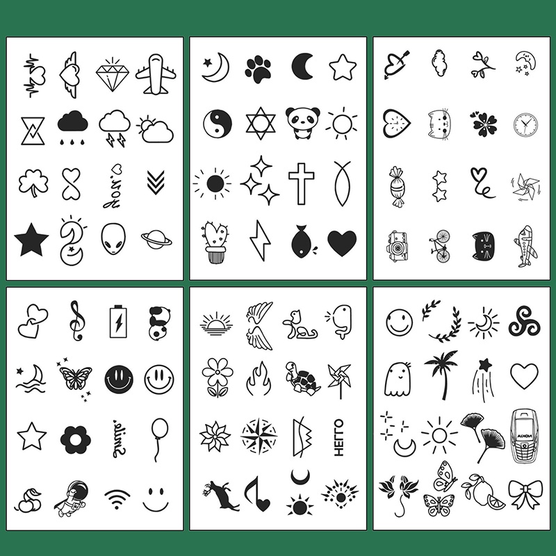 Bộ 6 Tấm Hình Xăm Dán 96 Mẫu Chống Thấm Nước Lâu Trôi Độc Đáo