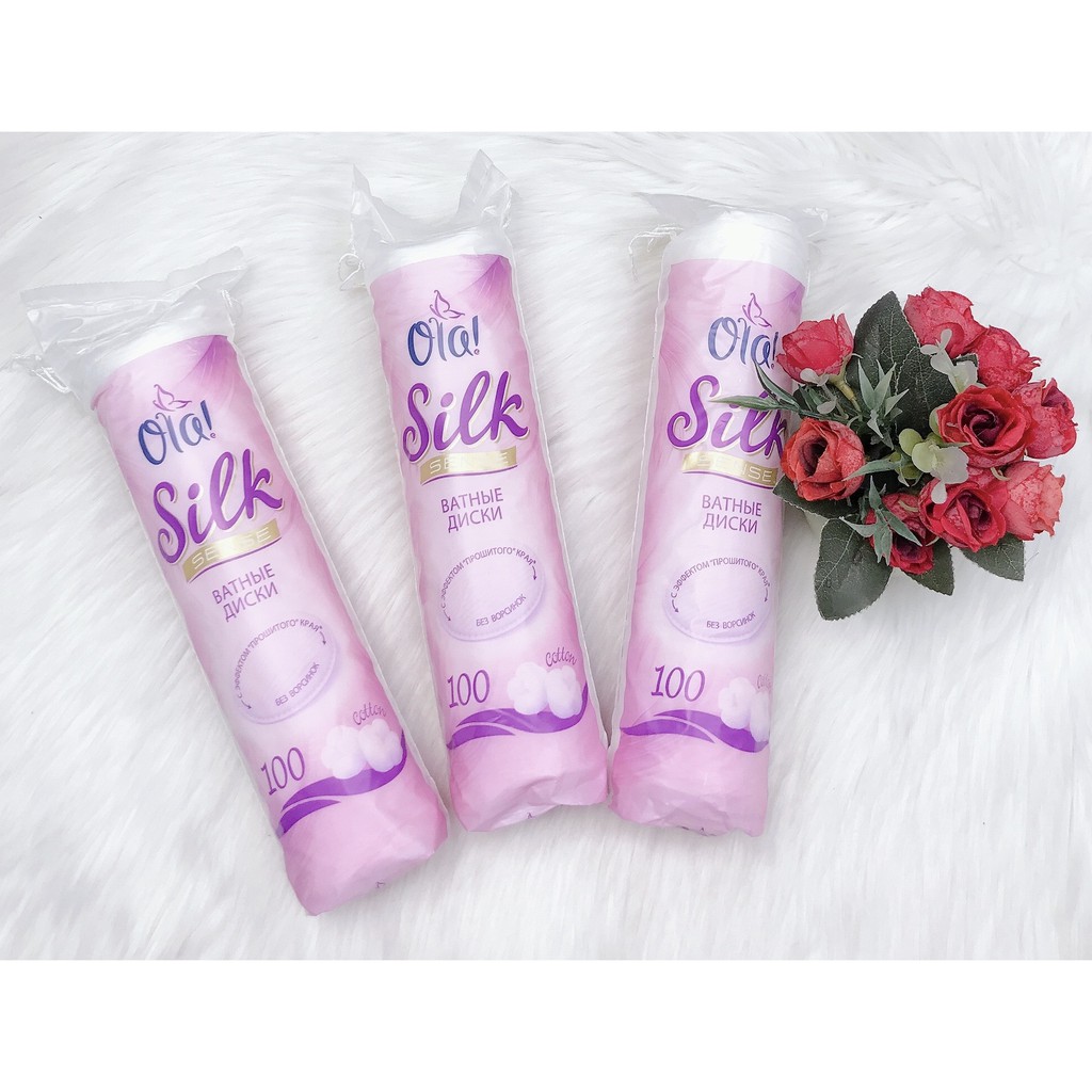 Bông tẩy trang OLA SENSI 100% cotton thiên nhiên rất mềm mại mịn màng an toàn cho da dàu và mụn