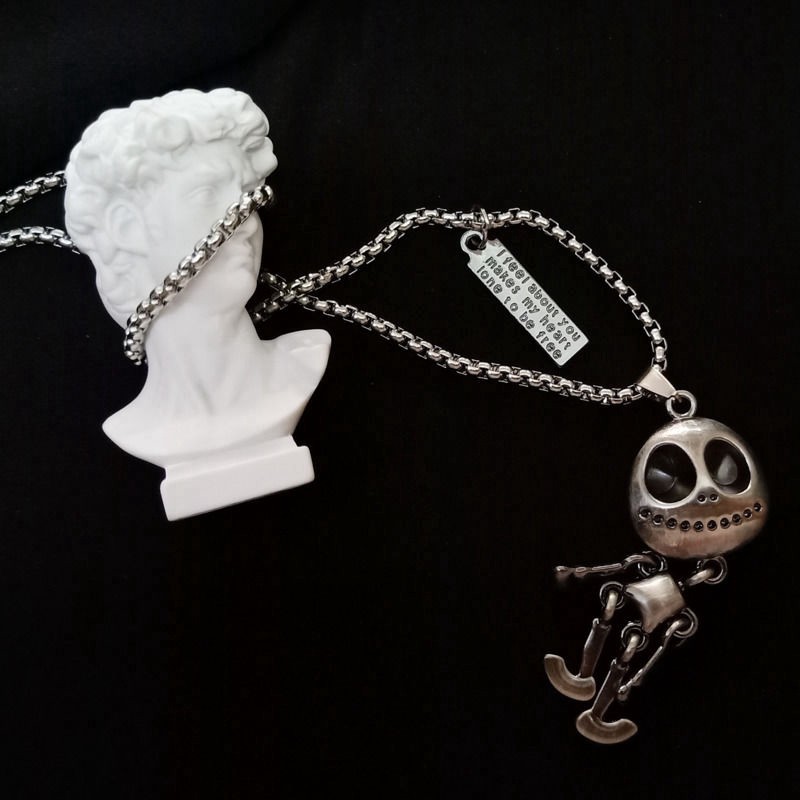 Dây Chuyền Thép Titan Mặt Người Ngoài Hành Tinh Phong Cách Hip Hop Hàn Quốc 23088