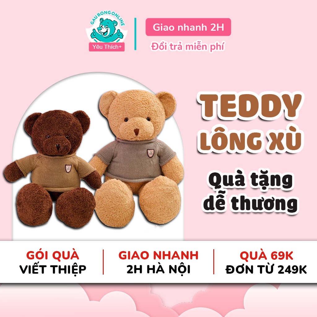 [Mã LIFEXANH03 giảm 10% đơn 500K] Gấu Bông Teddy Head Tales lông xù cao cấp 50-70 cm