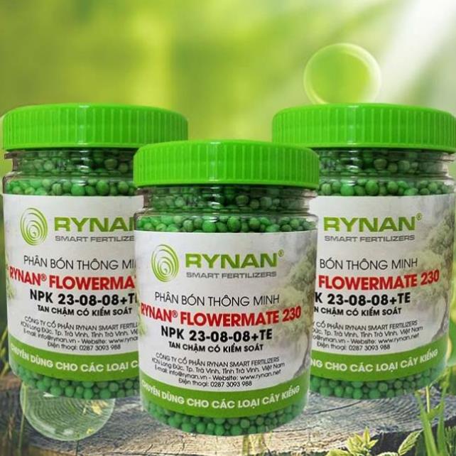 Hot sale Phân Tan Chậm Rynan 230 (150g), Phân Bón Thông Minh NPK 23-8-8+TE, chuyên dùng Phong Lan, Hoa Kiểng