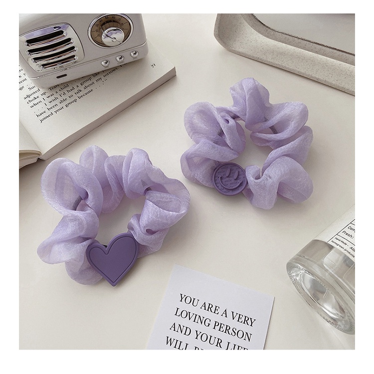 Dây Cột Tóc Cao Su Bản Lớn In Họa Tiết Hoạt Hình Gấu Trái Tim Màu Xanh Dương