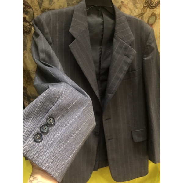 ❣️Áo Vest Blazer NAM Xanh xám sọc dọc Hiệu ❤️‍🔥