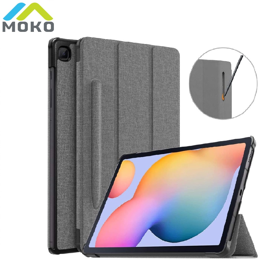 Bao Da Máy Tính Bảng Ba Bánh Tự Động Tắt / Mở Kèm Giá Đỡ Bút Cho Samsung Galaxy Tab S6 Lite 10.4 2022 / 2020