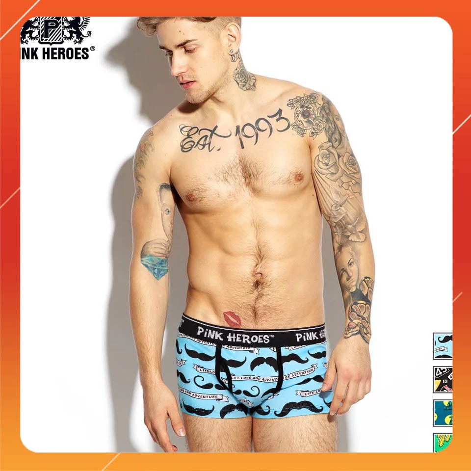 Có size 100KG – Combo 4 Sịp đùi boxer nam Pink Hero cotton co dãn 4 chiều khử mùi (sỉ inbox)