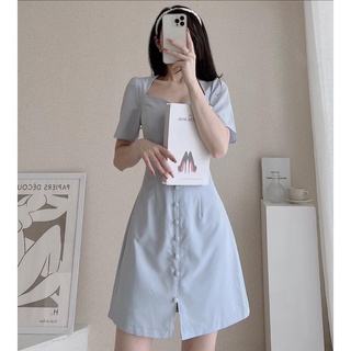 Váy Chữ A Khuy Cúc Bọc