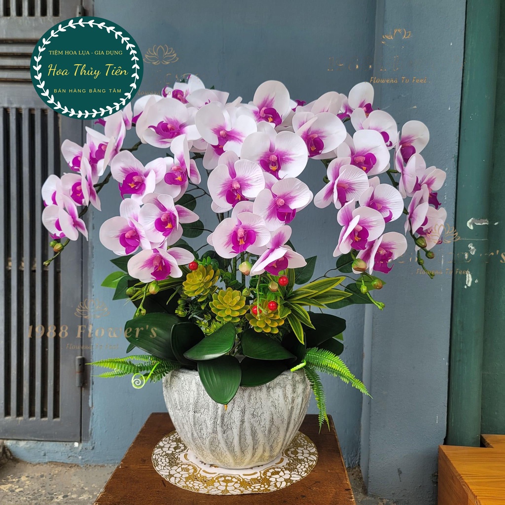 1 cành Hoa Lan Hồ Điệp cao su cành ướt chất liệu cao cấp