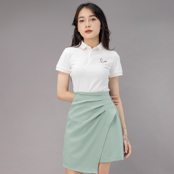 Áo Polo nữ cổ bẻ phối UCO vải cotton cá sấu cao cấp, dáng đẹp, thêu họa tiết màu trắng, vàng ATS0478 - EMSPO