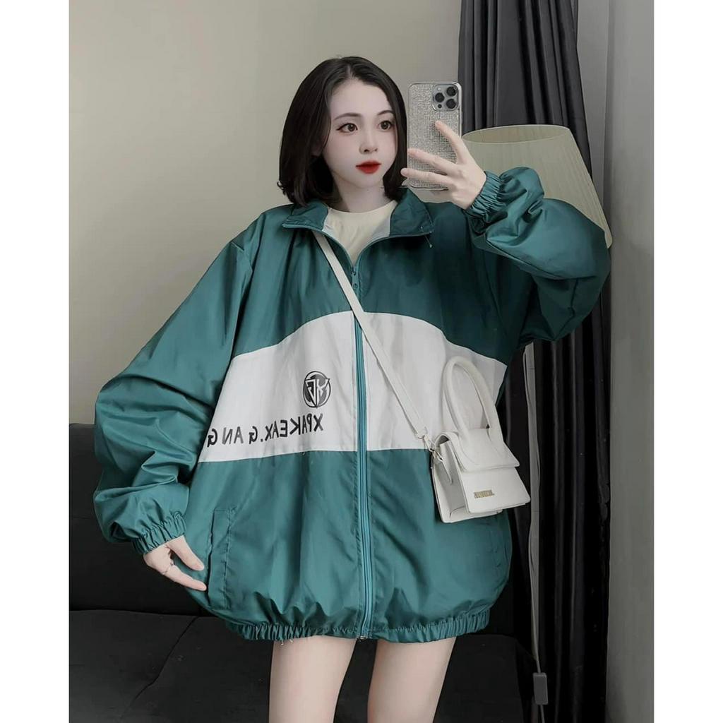 Áo Khoác Dù Nam Nữ Cổ Bẻ Phối Thân Chun Tay Unisex Dáng Rộng Bigsize - áo Khoác Giấu Quần đi Nắng