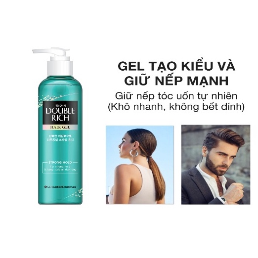 [ĐƠN 299K TẶNG SỮA TẮM 36K] Combo 2 chai Gel Tạo Kiểu Double Rich Strong Giữ Nếp Uốn Tóc 250ml