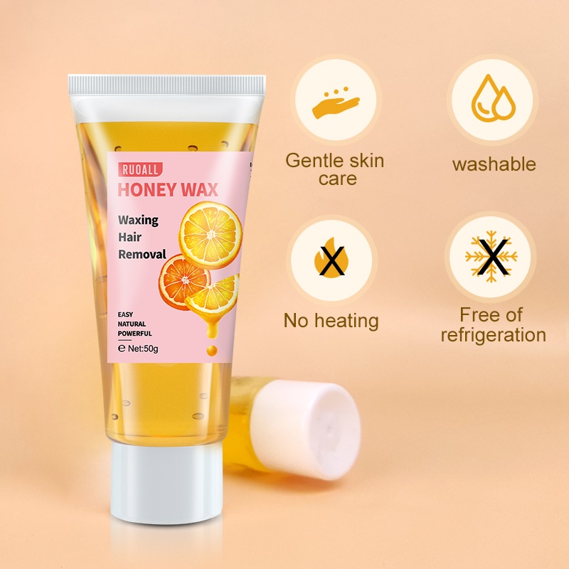 RUOALL Wax tẩy lông Kem tẩy lông Triệt lông Vĩnh viễn 50g Kèm 3 tờ giấy và 2 que wax