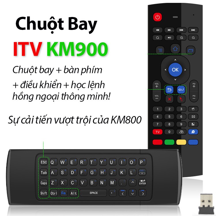 Bàn phím và chuột ko dây Smart tivi KM800