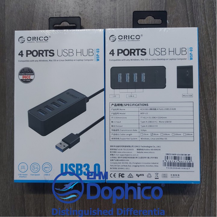 Bộ chia 4 cổng USB 3.0 – Hub Orico W5P-U3 – Chính Hãng – Bảo hành 12 tháng – USB3.0 Four – Port Hub