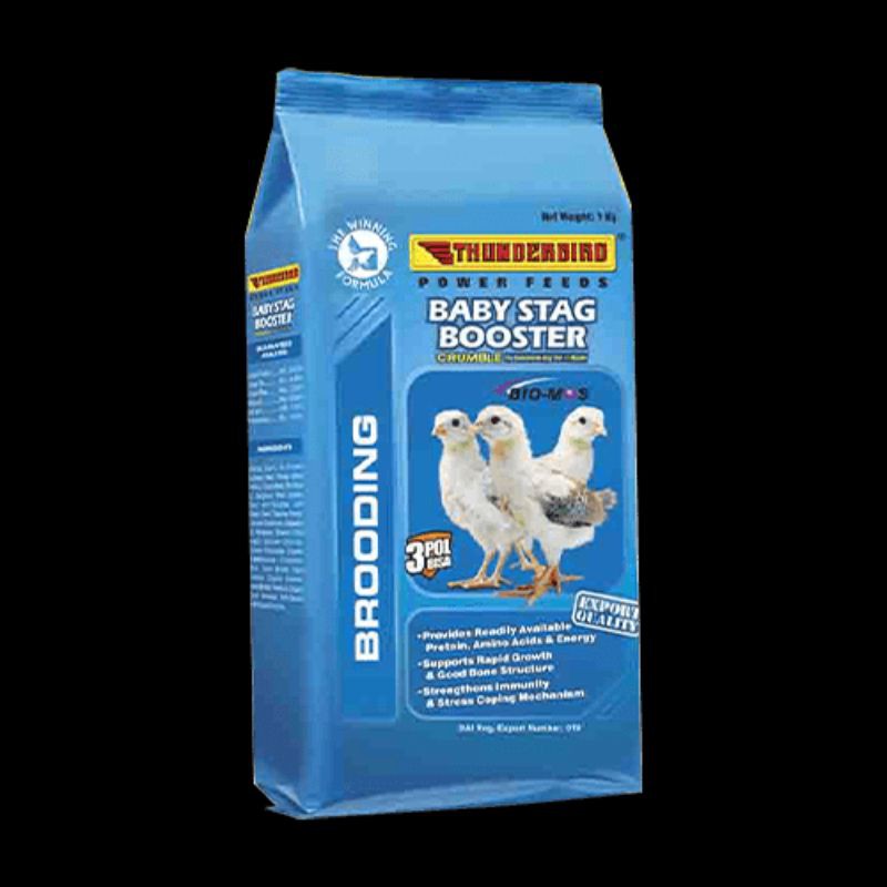 THỨC ĂN GÀ ĐÁ CAO CẤP  Thunderbird Baby Stag Booster  Nhập Khẩu philippines ,gà con mới nở ,GÓI 1KG