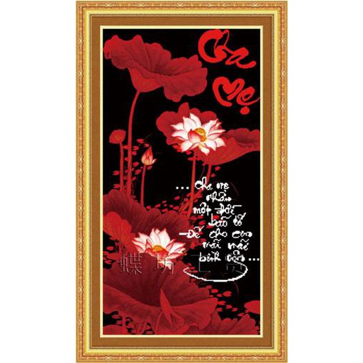 Tranh thêu chữ thập 3D Thư Pháp Cha Mẹ 222429 (TRANH TỰ THÊU) KT:35X60CM